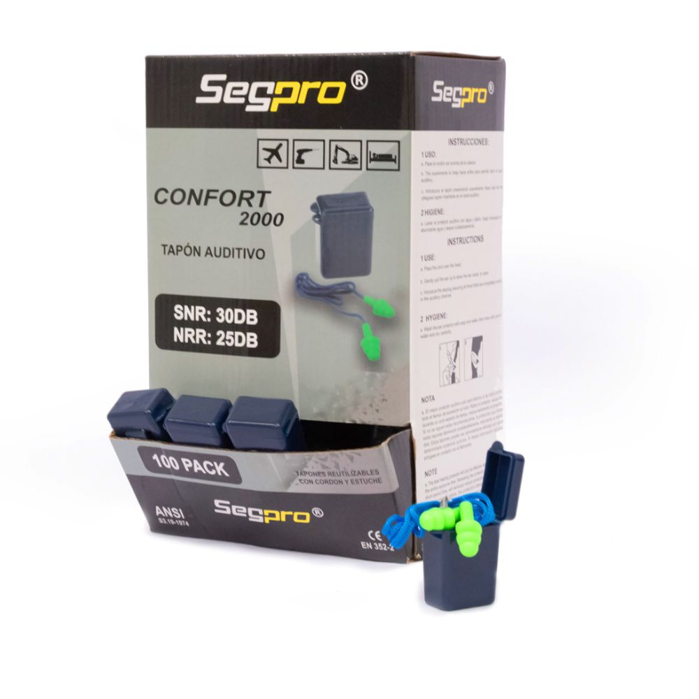 Tapón Auditivo Confort2000 en caja TACPVCCONF2000-C Segpro