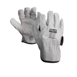 Guante Cuero Driver Steelpro blanco