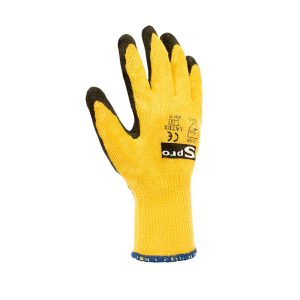 Guante SproFlex Tejido Dorado Recubierto Palma Latex Negro